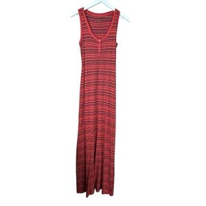 Three Dots Coral Striped Tank Maxi Dress Women Sz XS